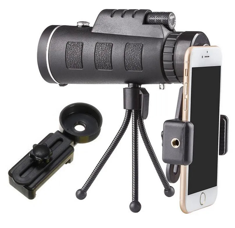 Compact Monocular Telescope with Compass & Tripod Clip